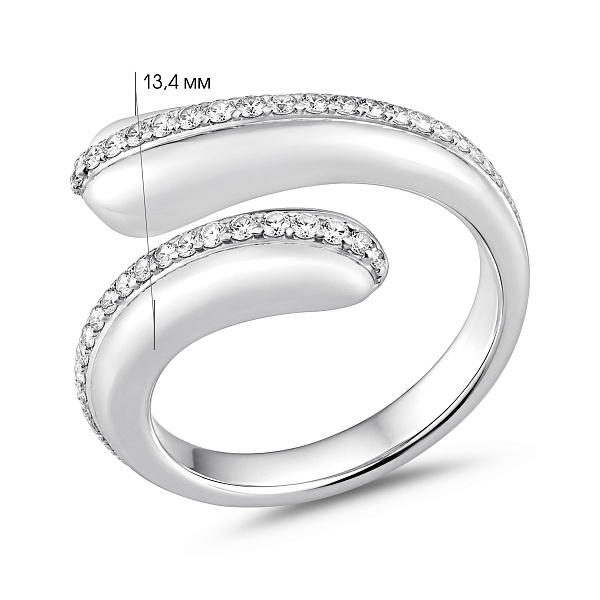 Серебряное незамкнутое кольцо с фианитами (арт. 7501/8762) – изображение 2