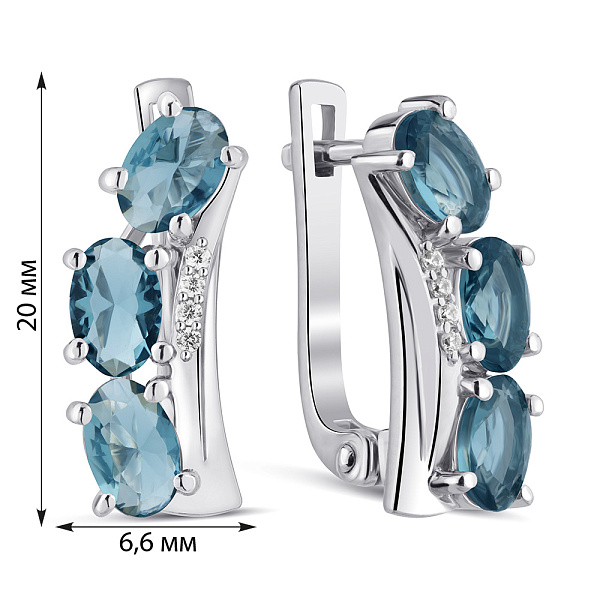 Серьги из серебра с топазами и фианитами (арт. 7502/2193876Пл) – изображение 2