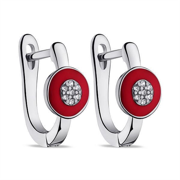 Серьги из серебра с эмалью и фианитами (арт. 7502/9495ек) – изображение 1