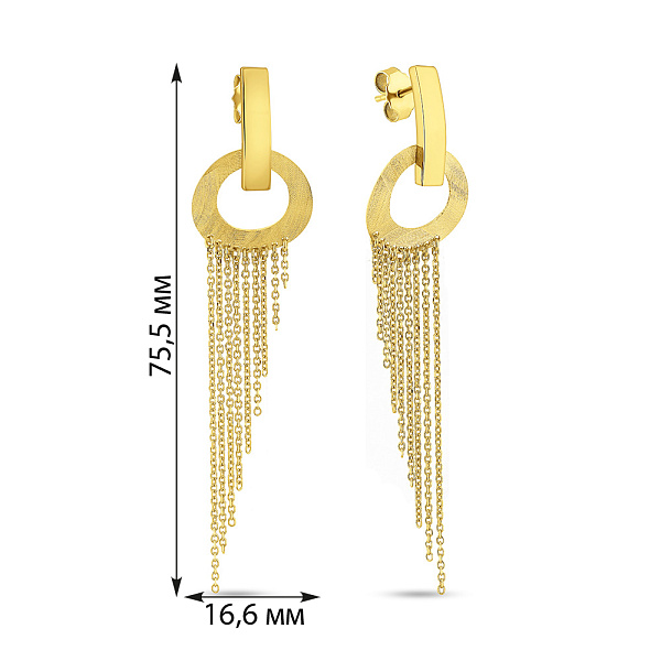 Длинные золотые серьги Francelli с подвеской (арт. 1092058ж) – изображение 4