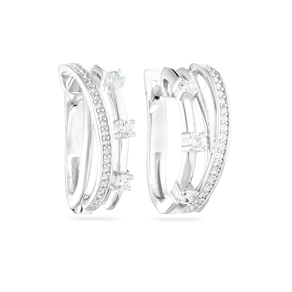 Золотые серьги из белого золота с фианитами (арт. 101534б) – изображение 1