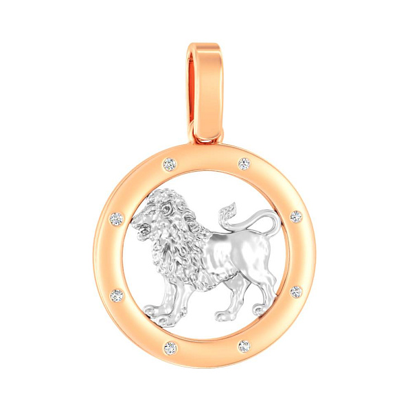 Золотой подвес "Лев" с фианитами (арт. 440668) – изображение 1