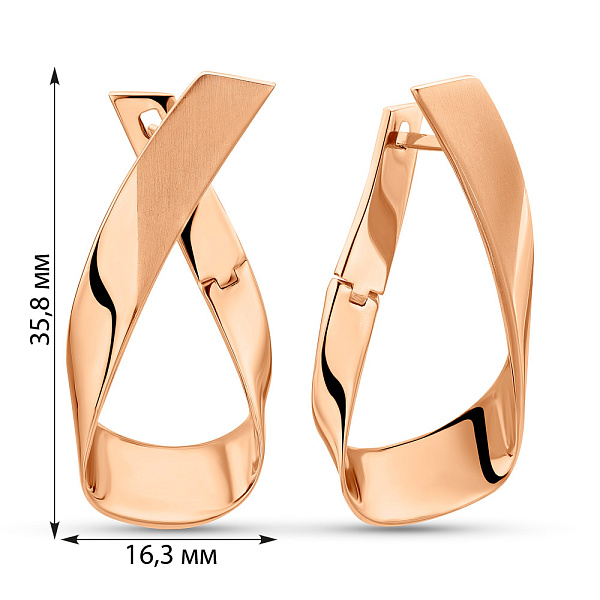 Серьги из красного золота без камней (арт. 101030/30м) – изображение 6