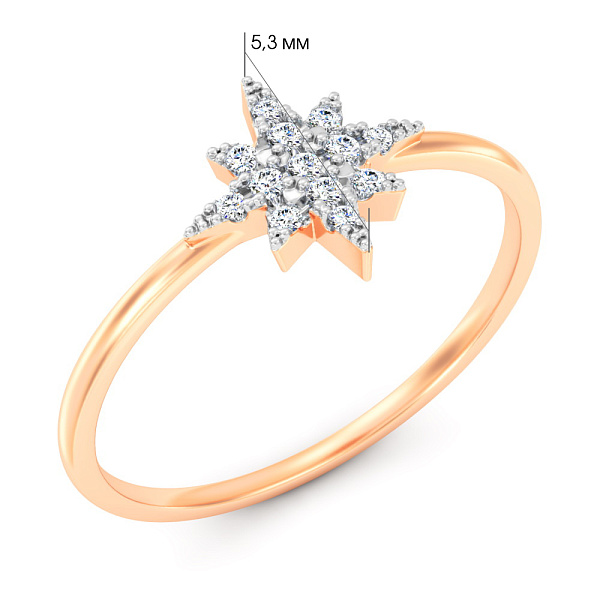 Золота каблучка Зірка з діамантами (арт. К011529010) – зображення 2