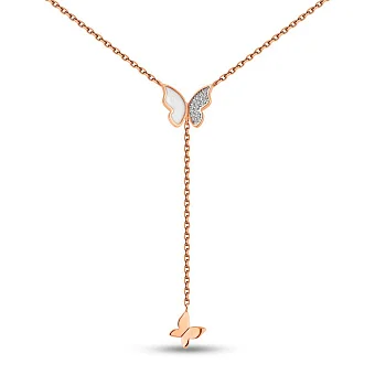 Золоте кольє Метелики з емаллю і фіанітами (арт. 361243еп)