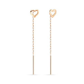 Сережки-ланцюжки з червоного золота (арт. 110838)