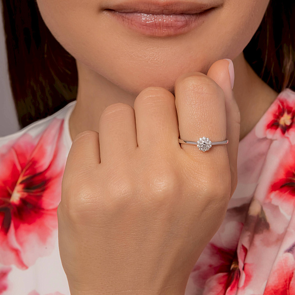 Каблучка з білого золота з діамантами (арт. К011313020б) – зображення 3