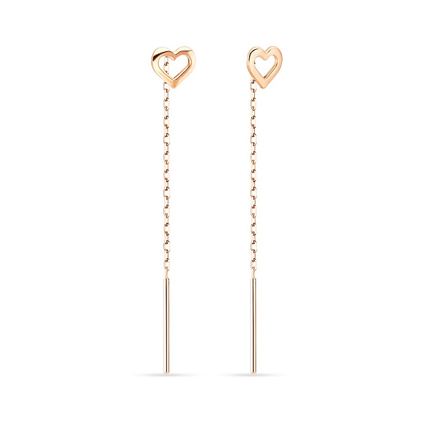 Сережки-ланцюжки з червоного золота (арт. 110838) – зображення 1