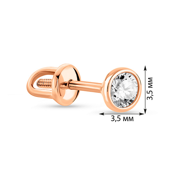 Золотая одиночная серьга с фианитом (арт. 2602344101Я) – изображение 3