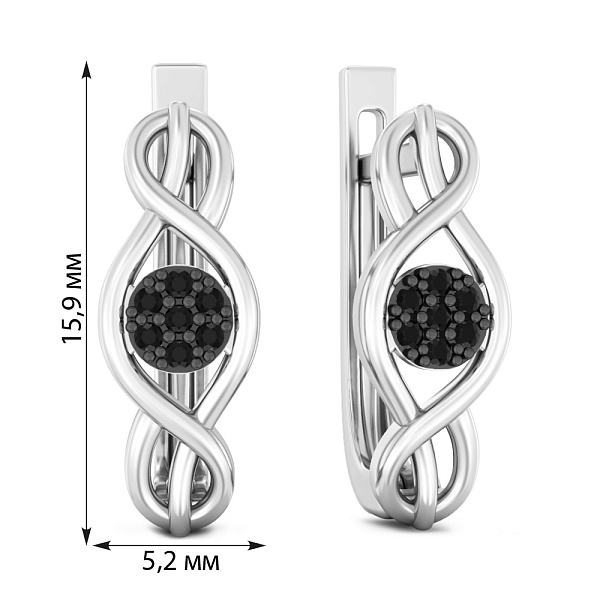 Золоті сережки з чорними діамантами (арт. С011402005бч) – зображення 2