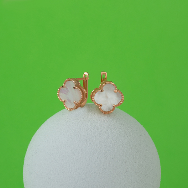 Серьги из красного золота с перламутром (арт. 106087/10п) – изображение 2
