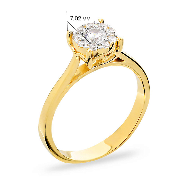 Кольцо помолвочное из желтого золота с фианитами (арт. 140643ж) – изображение 2
