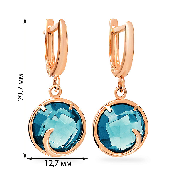 Золотые серьги подвески с топазом  (арт. 110378Пг) – изображение 2