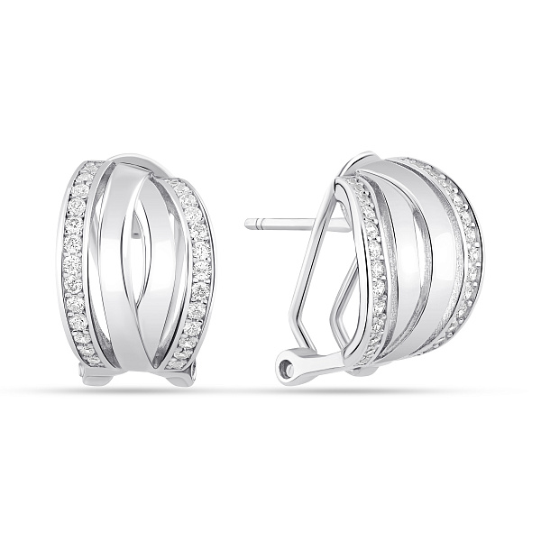 Серебряные серьги с дорожкой из фианитов (арт. 7502/10239) – изображение 1