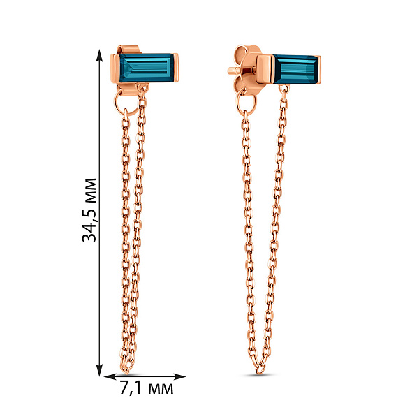 Сережки з червоного золота з топазом Лондон (арт. 110098Пл) – зображення 3