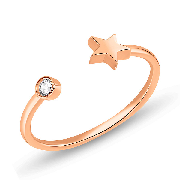 Золотое незамкнутое кольцо с фианитом (арт. 155564) – изображение 1