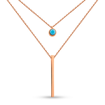 Золотое многослойное колье с бирюзой (арт. 352601ПБ)