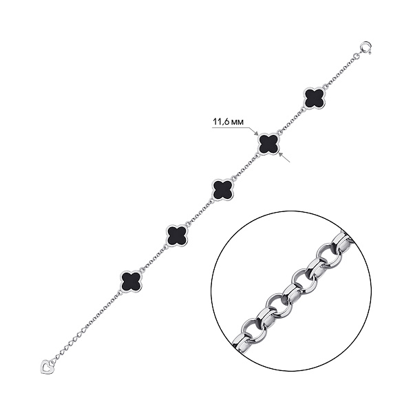 Браслет серебряный Клевер с эмалью (арт. 7509/805ечбрю) – изображение 2