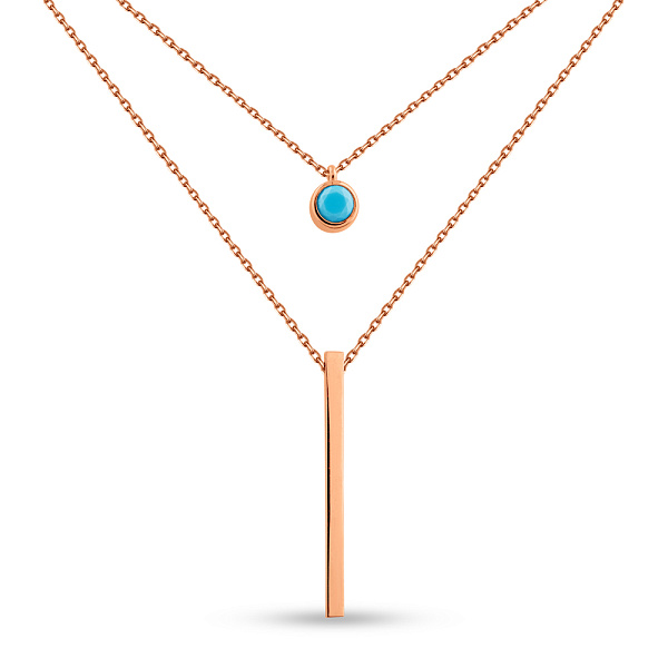 Золотое многослойное колье с бирюзой (арт. 352601ПБ) – изображение 1