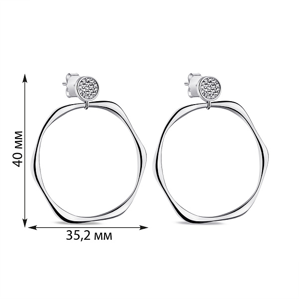 Серьги-пусеты из серебра с подвеской (арт. 7518/6692) – изображение 4