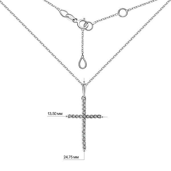 Кольє з білого золота Хрестик з діамантами (арт. Ц341190020б) – зображення 4