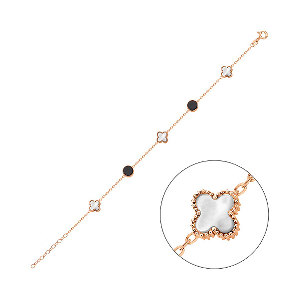 Золотой браслет с перламутром и ониксом (арт. 3261068/8по) – изображение 1