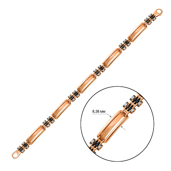 Золотий чоловічий браслет з оніксом (арт. 324828кбом) – зображення 3
