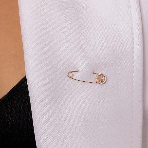 Патриотическая булавка Трезубец из красного золота (арт. 361272) – изображение 2