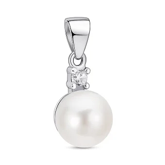 Срібний кулон з перлиною і фіанітом (арт. 7503/4418жб)