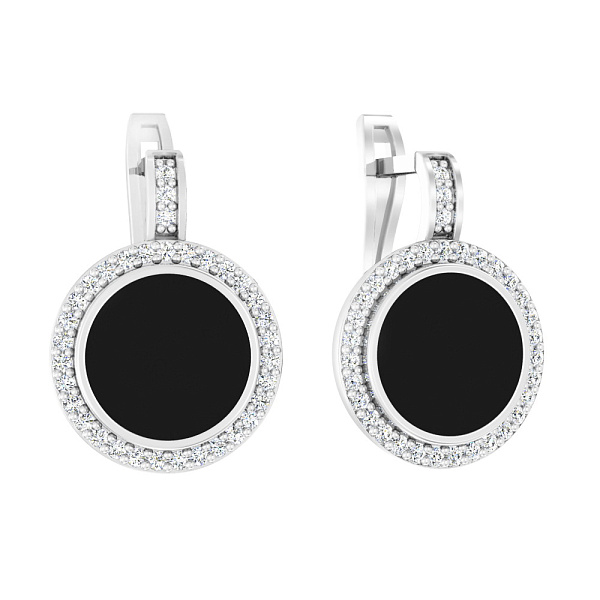 Золотые серьги Лýна с эмалью и фианитами (арт. 110426бе) – изображение 1