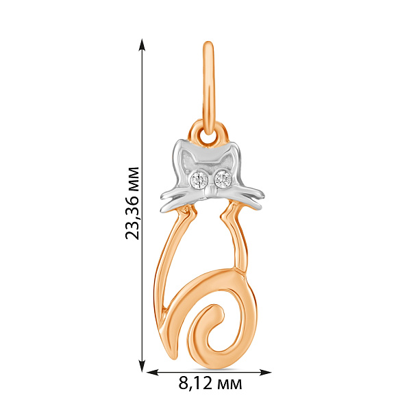 Подвеска из красного золота Котенок с фианитами (арт. 423120) – изображение 2