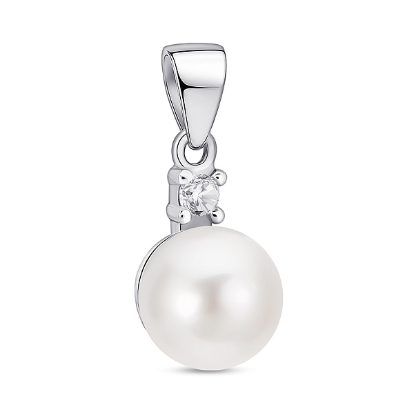 Срібний кулон з перлиною і фіанітом (арт. 7503/4418жб) – зображення 1