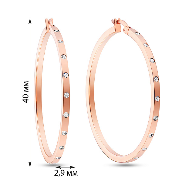 Серьги-кольца из красного золота с фианитами (арт. 105190/40) – изображение 2