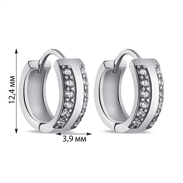 Серебряные серьги-кольца с дорожкой из фианитов (арт. 7502/9490) – изображение 2