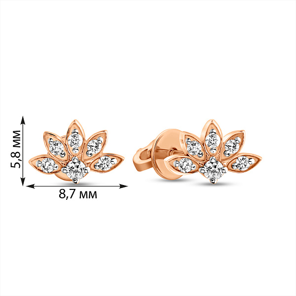 Золотые серьги-пусеты с бриллиантами (арт. Т011406015) – изображение 4
