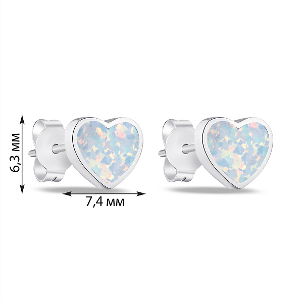 Сережки пусети зі срібла з перламутровим опалом (арт. 7518/5009Поб) – зображення 2