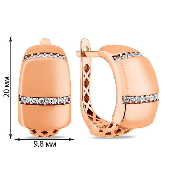 Серьги из красного золота с фианитами (арт. 1092097) – изображение 6