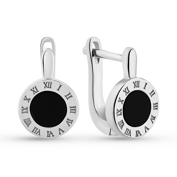 Серьги из серебра с ониксом (арт. 7502/2000327о) – изображение 1
