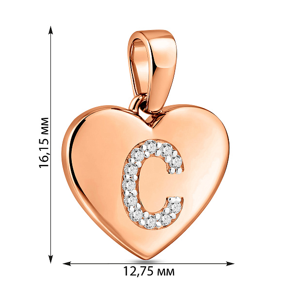 Золотая подвеска Буква С с фианитами (арт. 440956) – изображение 3