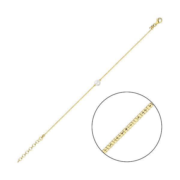 Срібний браслет з перлиною і жовтим родіюванням (арт. 7509/4492жжб) – зображення 1