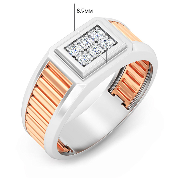 Золотая печатка с бриллиантами (арт. К170091015бк) – изображение 3