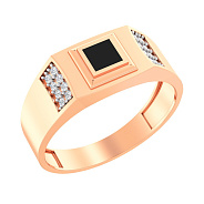 Фото Золотая печатка с эмалью и фианитами (арт. 170073)