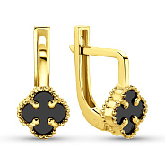 Золоті сережки Клевер з оніксом (арт. 106088/7жо)