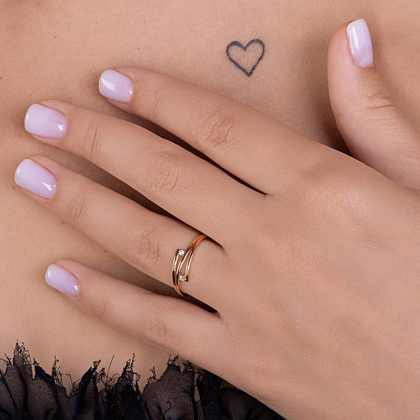 Золота каблучка з діамантами (арт. К011439) – зображення 2