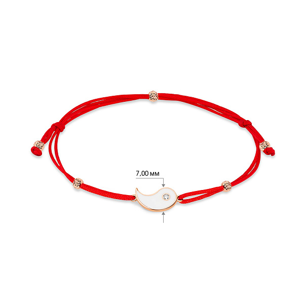 Парний браслет "Інь і Янь" на нитці з золотими вставками (арт. 340011кеб) – зображення 2