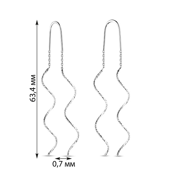 Серьги-протяжки из белого золота (арт. 110966ба) – изображение 4