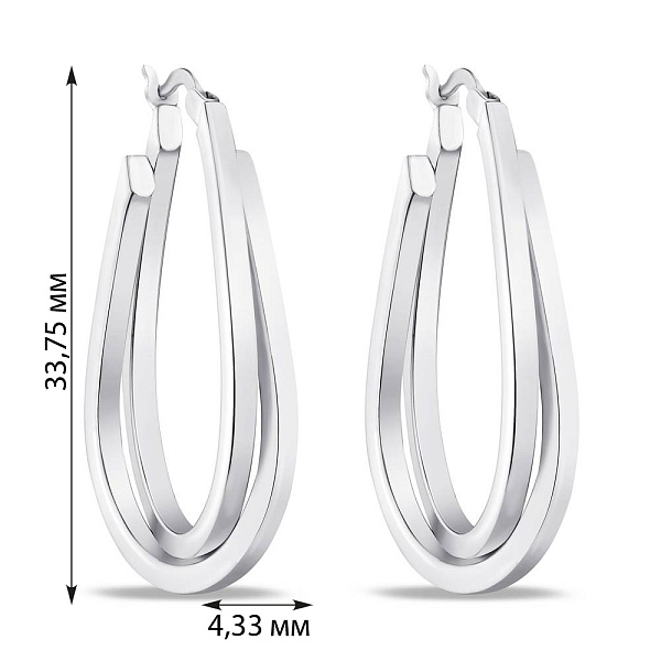Серебряные сережки без камней (арт. 7502/4263/35) – изображение 2