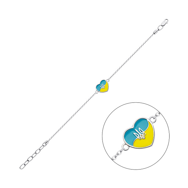 Серебряный браслет Трезубец с голубой и желтой эмалью (арт. 7509/441брпегж) – изображение 1