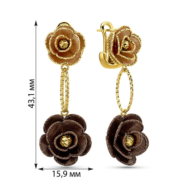 Золотые серьги Francelli Цветы (арт. 1091326жкр) – изображение 5