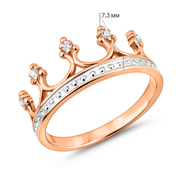 Золотое кольцо Корона с фианитами (арт. 140720) – изображение 6